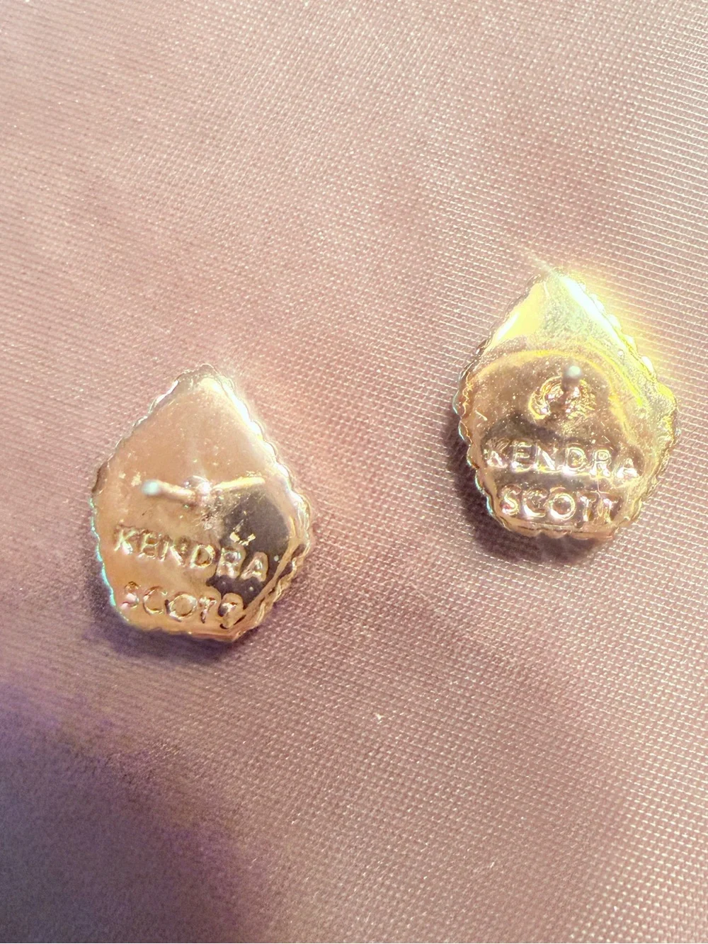 Kendra Scott Tessa White Iridescent Druzy Teardrop Stud Earrings Rose Gold